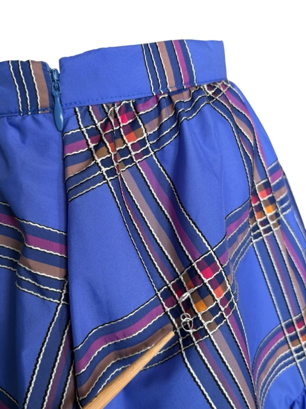 Anthropologie Maeve Blue Plaid Tiered Ruffle Mini Skirt 6 - Picture 5 of 10
